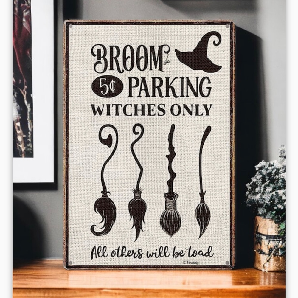 Broom Parking Metal Tin Sign NWT